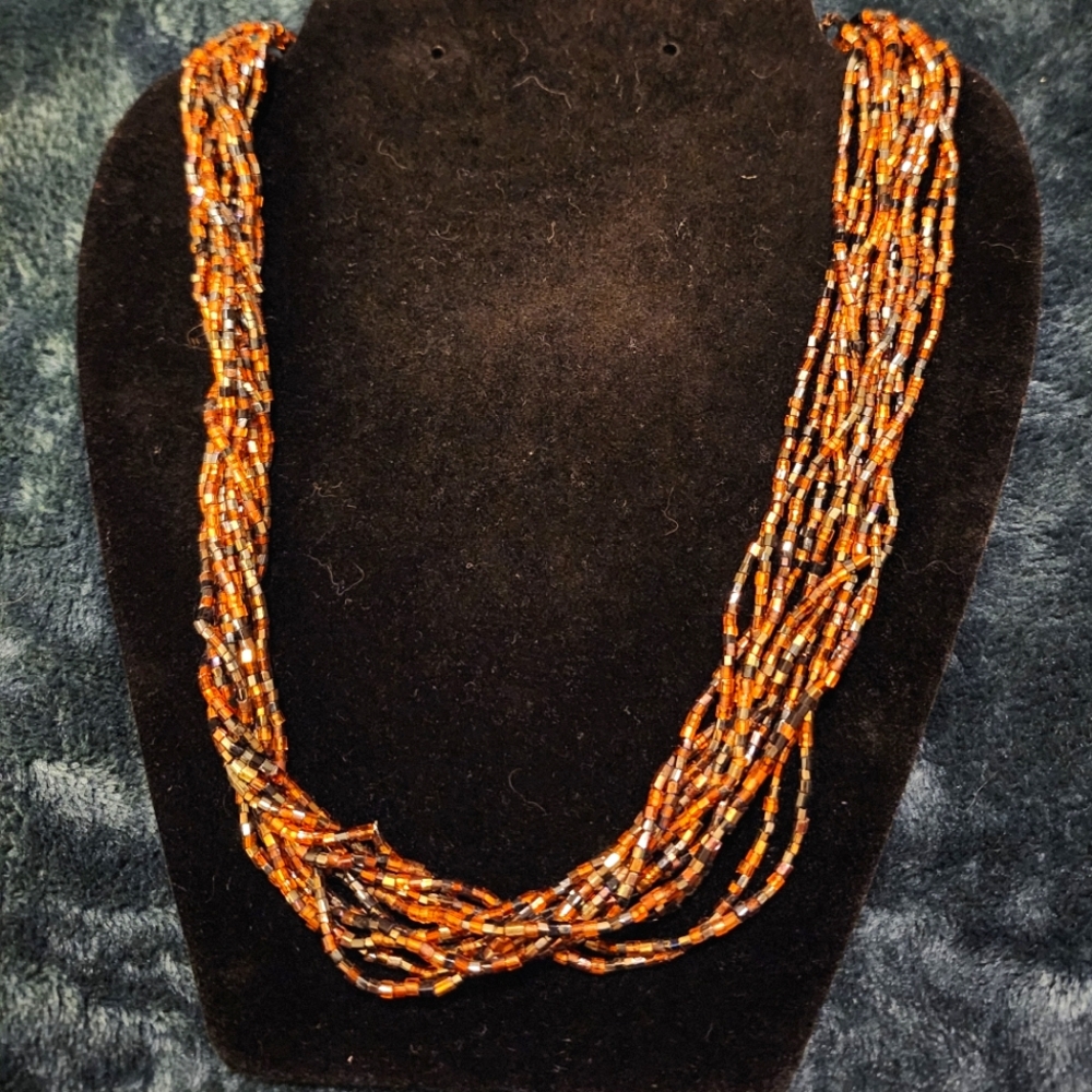 VTG 25" Beaded Bobbles Multi Strand Necklace